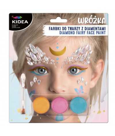Farbki do malowania twarzy 3 kolory z diamentami WRÓŻKA KIDEA makijaż