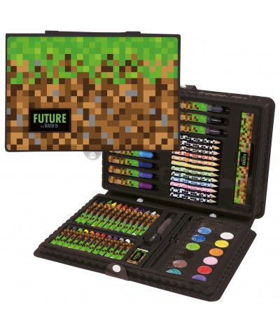 Zestaw artystyczny 71-el. GRA BLOKI pixele Game BackUP prezent dla dziecka pisaki kredki farby minecraft