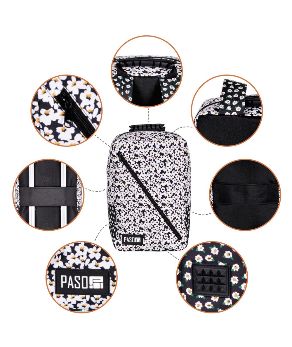 Plecak 40x25x20cm bagaż podręczny Ryanair Wizzair damski KWIATY lekki PASO