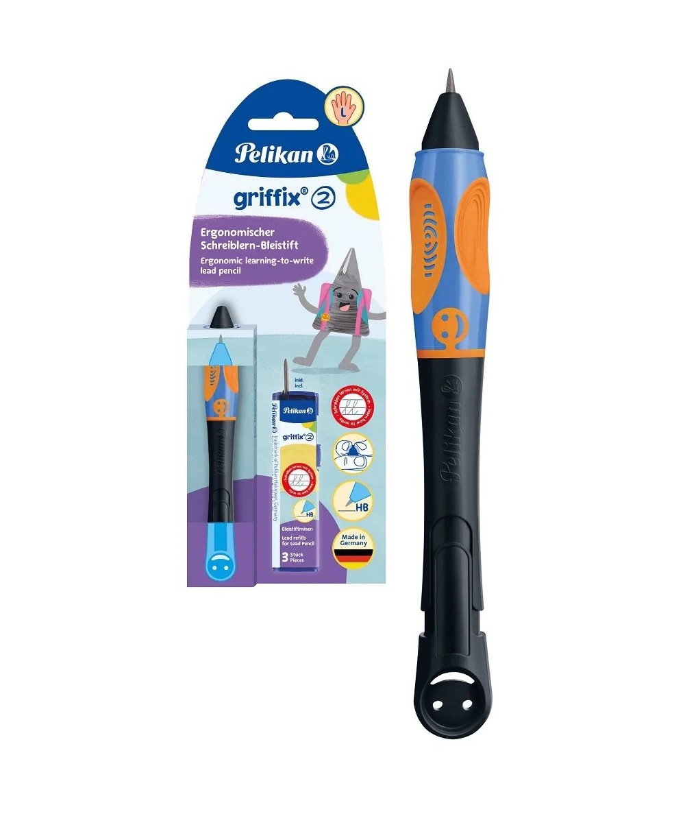 Ołówek GRIFFIX 2 do nauki pisania dla leworęcznych HB CZARNY PELIKAN Bla