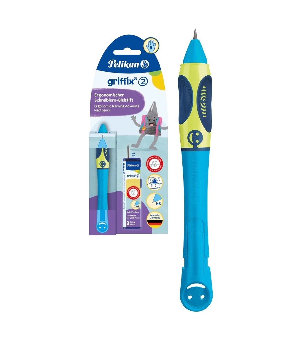 Ołówek GRIFFIX 2 ergonomiczny dla praworęcznych HB NIEBIESKI PELIKAN Neon Blue