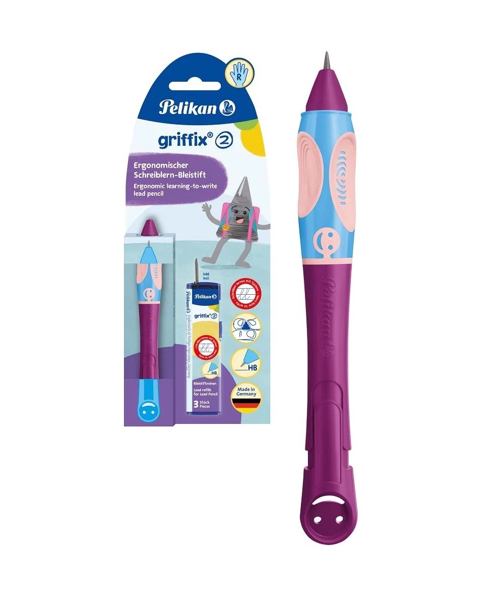 Ołówek GRIFFIX 2 dla dzieci praworęcznych HB FIOLETOWY PELIKAN Sweet Berry