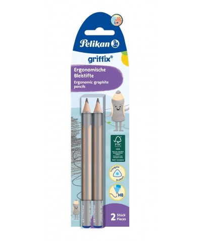 Ołówki do nauki pisania HB GRUBE GRIFFIX 2 sztuki Pelikan