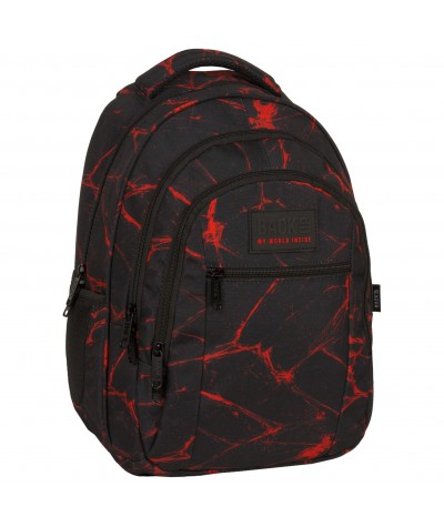 Plecak szkolny Lava czarny w czerwony wzory BackUP 6 VENOM 26L O40