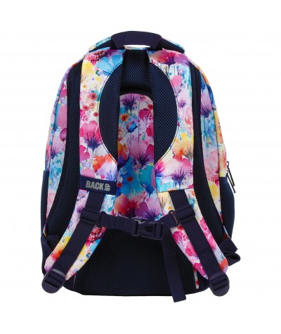 plecak szkolny z pasem piersiowym dla dziewczyny w kwiaty