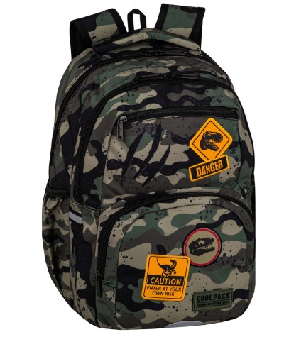 Plecak szkolny moro z naszywkami CoolPack DANGER dla chłopaka PICK 23L