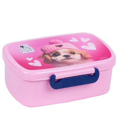 Śniadaniówka różowa dla dziewczynki z piesiem
