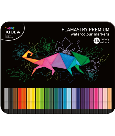 Zestaw flamastrów w metalowym opakowaniu 24 kolory KIDEA