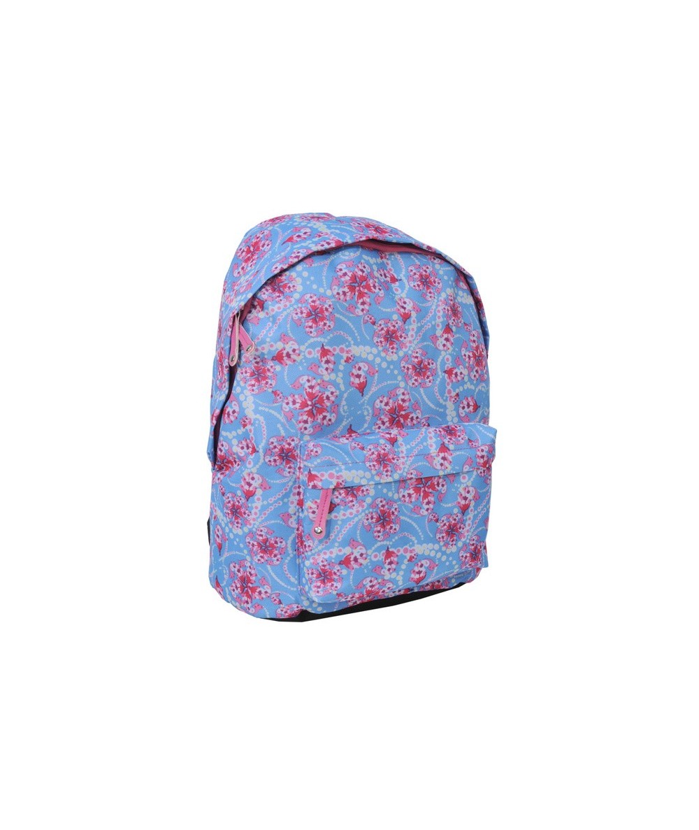 Plecak młodzieżowy niebieski w różowe kwiaty