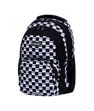 Markowy plecak HEAD do szkoły dla chłopaka szachownica czarno - biała