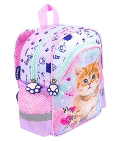 Plecak przedszkolny pastelowy z KOTKIEM MY LITTLE FRIEND plecaczek kotek różowy