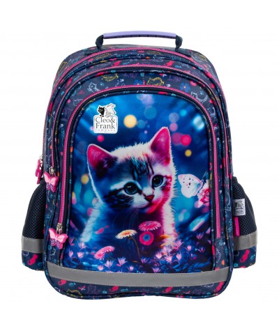 kolorowy plecak z kotem dla dziewczynki do pierwszej klasy