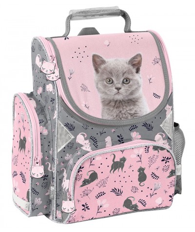 Piękny tornister z kotem dla dziewczynki - różowy tornister do pierwszej klasy dla dziewczynki