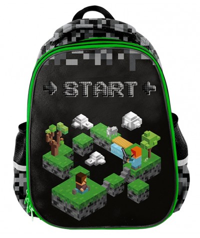 Tornister dla fana Minecrafta GAME piksele do 1 klasy czarny PASO Premium 760g 25L