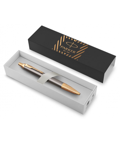 Długopis Parker IM Pioneers elegancki szaro-złoty w pudełku na prezent