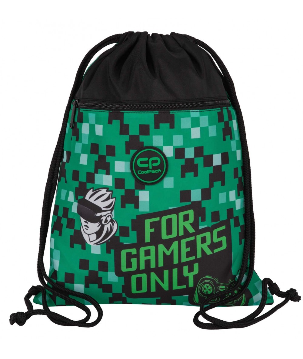 Zielony Worek na buty dla chłopca CoolPack CP VERT GAME ZONE pixele