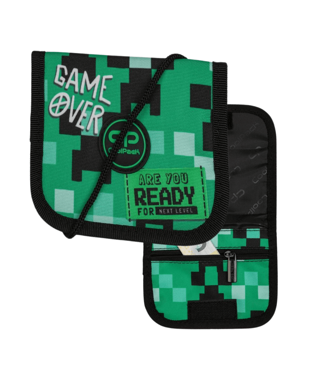 Mały Portfel na szyje PIKSELE zielony Coolpack CP NILL GAME ZONE dla nastolatka