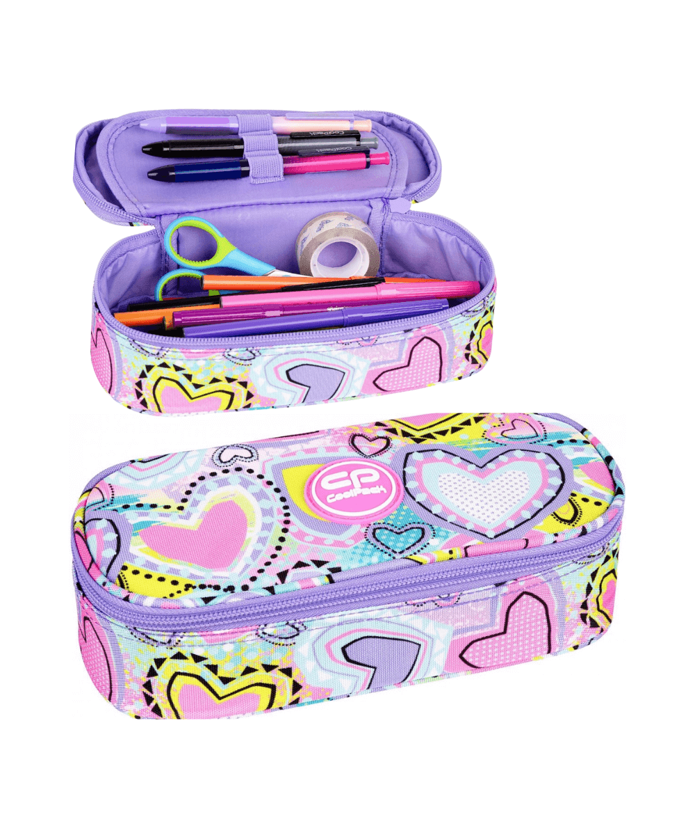 Piórnik młodzieżowy z klapką PASTELOWY CoolPack CP w serca PASTEL HEARTS CAMPUS