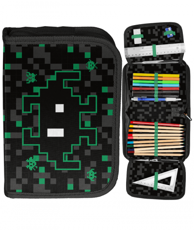 Piórnik dla chłopca gra piksele bloki GAME ARCADE z wyposażeniem PASO do 1 klasy
