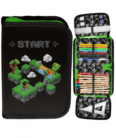 Piórnik z wyposażeniem GAME gra bloki PASO szkolny dla chłopca