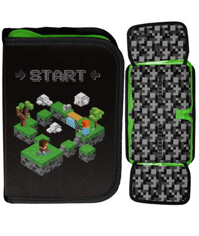 Piórnik rozkładany dla chłopca czarny w piksele bloki START GAME Minecraft PASO