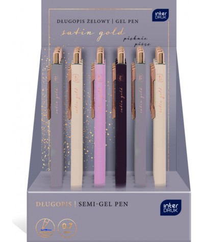 Długopis metalowy żelowy SATIN GOLD 0,7mm MIX 1SZT. INTERDRUK stylowy