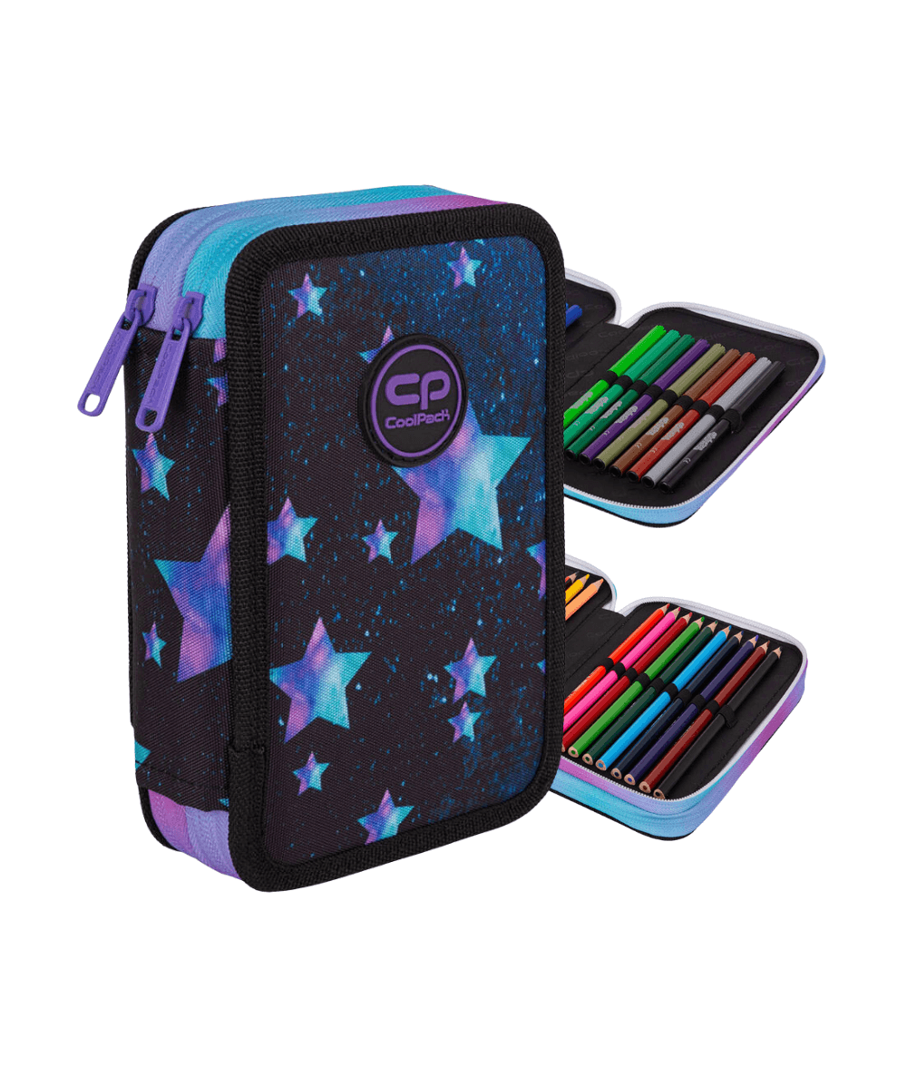 Piórnik dwukomorowy GWIAZDY STAR NIGHT granatowy CoolPack CP JUMPER 35el.