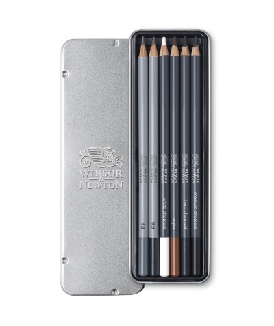 Ołówki rysunkowe ZESTAW do szkicowania PREMIUM WINSOR & NEWTON 6 szt. metal box