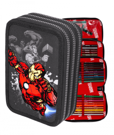 Piórnik trzykomorowy DUŻY z wyposażeniem AVENGERS MARVEL CoolPack CP JUMPER 3 dla chłopca