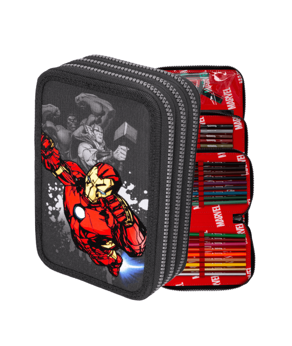 Piórnik trzykomorowy DUŻY z wyposażeniem AVENGERS MARVEL CoolPack CP JUMPER 3 dla chłopca