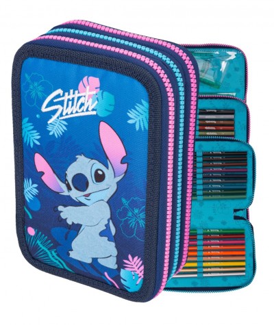 Piórnik trzykomorowy STITCH + wyposażenie 46el. COOLPACK JUMPER 3