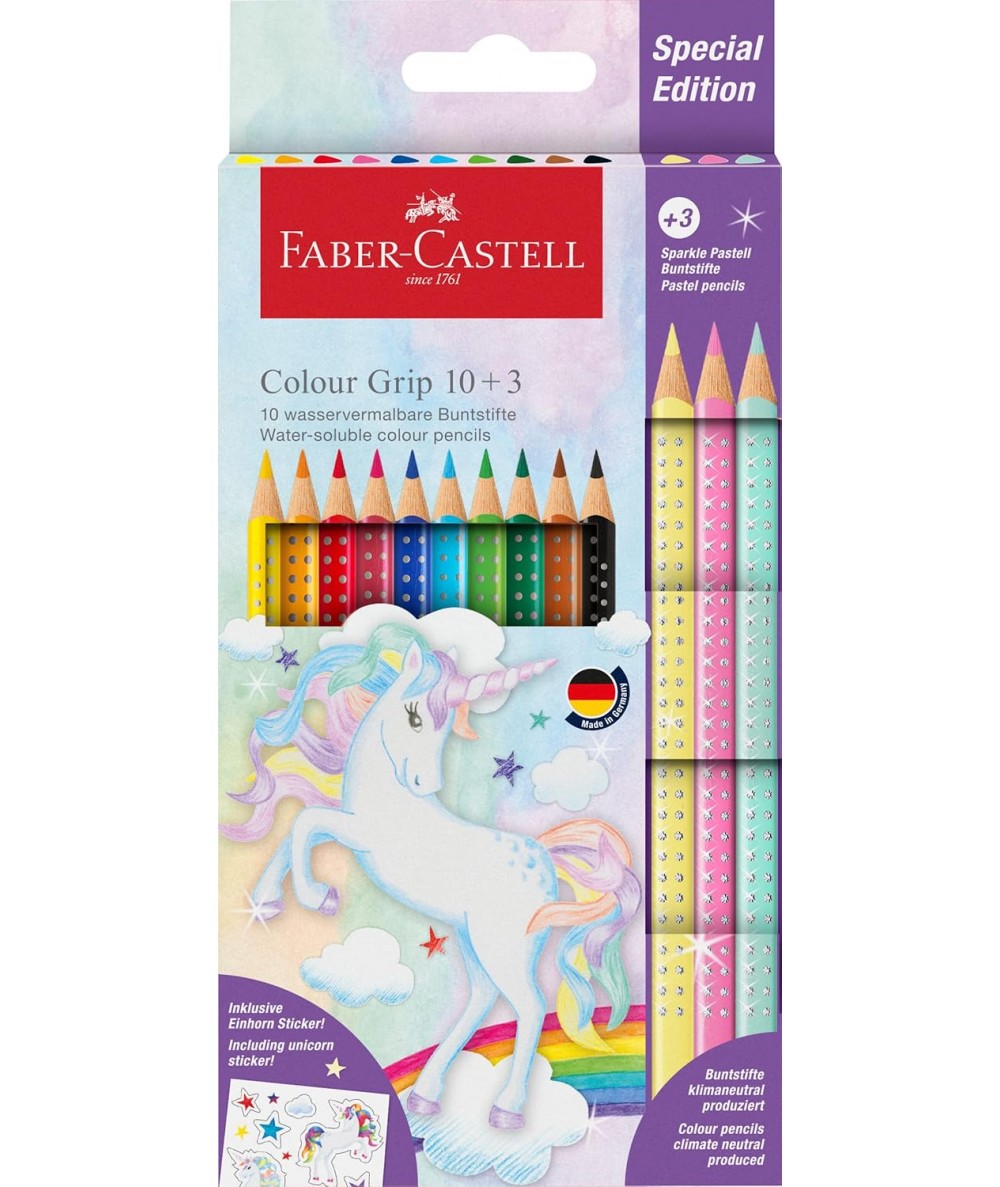 Kredki szkolne Faber-Castell z jednorożcem Unicorn 10kol. standardowe + 3kol. pastelowe