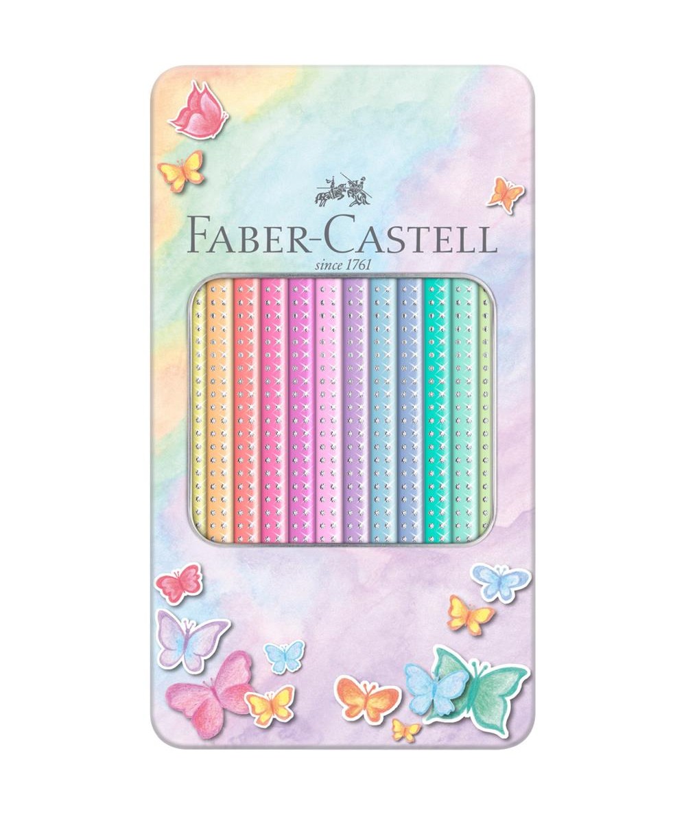 Pastelowe Kredki ołówkowe Faber-Castell SPARKLE PASTEL 12 kol. w metalowym opakowaniu