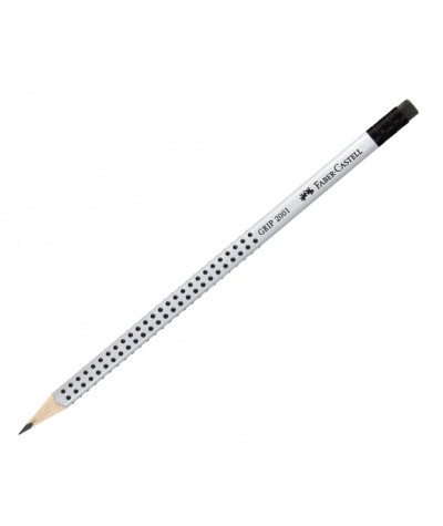 Ołówek Faber-Castell B GRIP 2001 szary w kropki z gumką techniczny