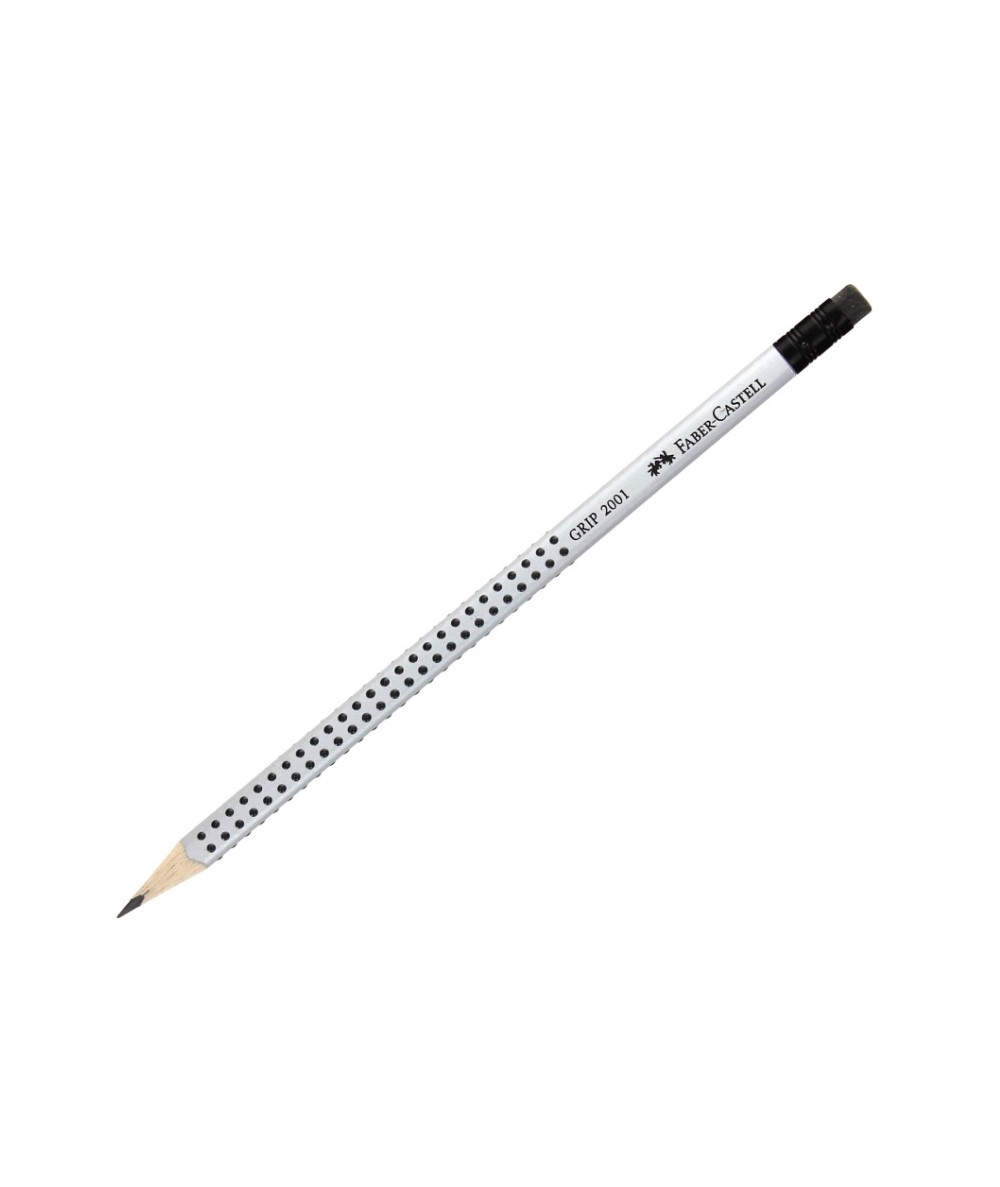 Ołówek Faber-Castell B GRIP 2001 szary w kropki z gumką techniczny