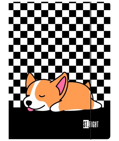 Teczka z gumką A4 szachownica piesek ST.RIGHT SLEEPY CORGI do szkoły