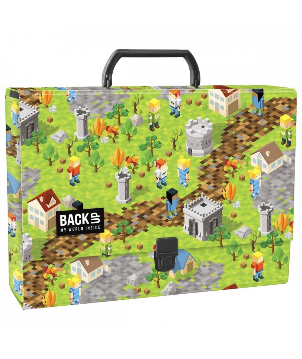 Teczka sztywna Z RĄCZKĄ BLOKI PIKSELE GRA GAME BackUP A61