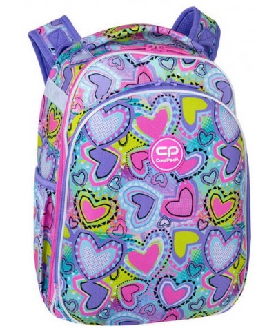 Kolorowy Tornister dla pierwszoklasistki COOLPACK Turtle Pastel Heart 25L w serca