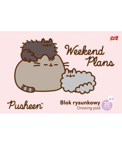 Blok rysunkowy A4 80g PUSHEEN St.Majewski z kotkiem