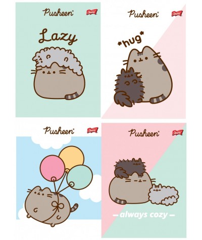 Zeszyt PUSHEEN pastelowy A5 32k. w kratkę UNIPAP MIX WZORÓW 70g 1szt.