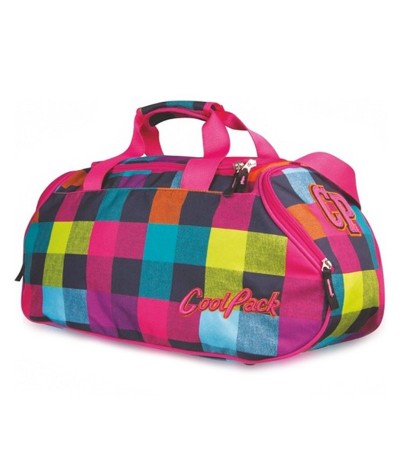 Torba dziewczęca w kratkę kolorowa r&oacute;żowa CoolPack CP Runner