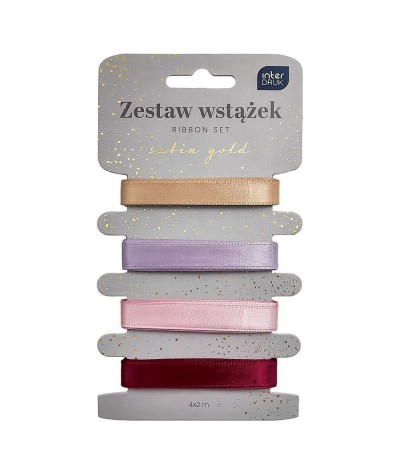 Wstążka dekoracyjna satynowa SATIN GOLD 4 kolory 4x2m INTERDRUK