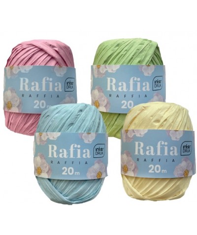 RAFIA Sznurek na szpulce PASTELOWY Pastel INTERDRUK 20m MIX 1 szt