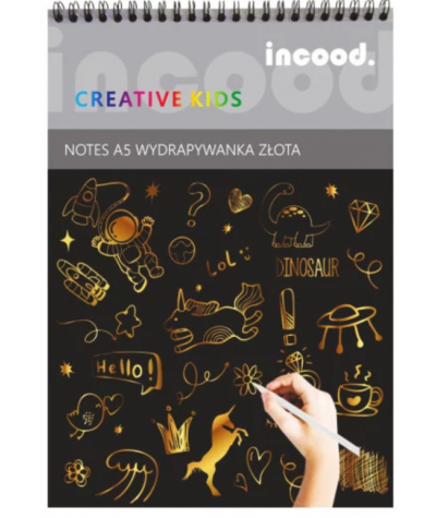 NOTES WYDRAPYWANKA ZŁOTA INCOOD A5 10 ark. z patyczkiem