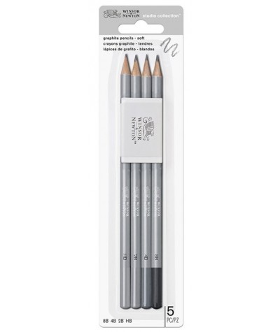 Ołówki grafitowe ZESTAW do szkicowania PREMIUM WINSOR & NEWTON 4 szt. 8B 4B 2B HB + gumka