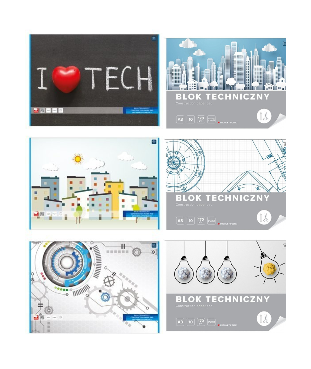 Blok techniczny BIAŁY A3 170g 10 kartek INTERDRUK