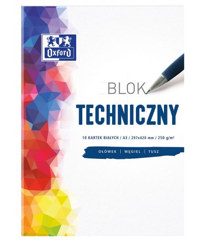 Blok techniczny Oxford duży A3 250g 10 kartek biały