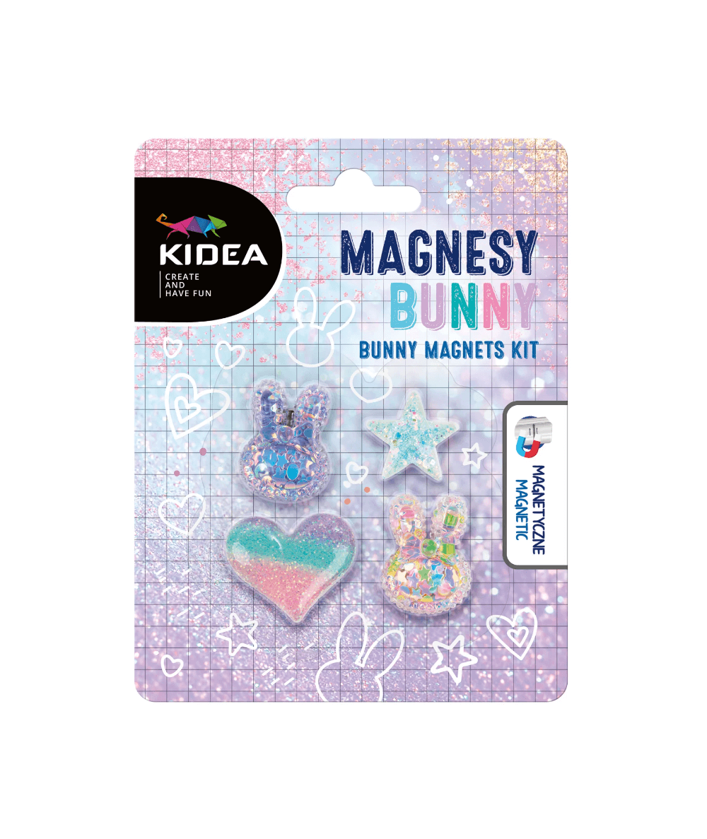 Magnesy BUNNY KIDEA 4 szt. króliczek diamentowe do tablic na lodówkę