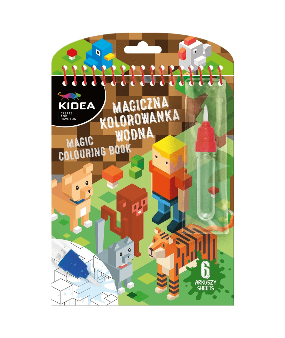 Kolorowanka wodna + pisak pędzel KIDEA WIELORAZOWA GAME PIKSELE magiczna dla chłopca