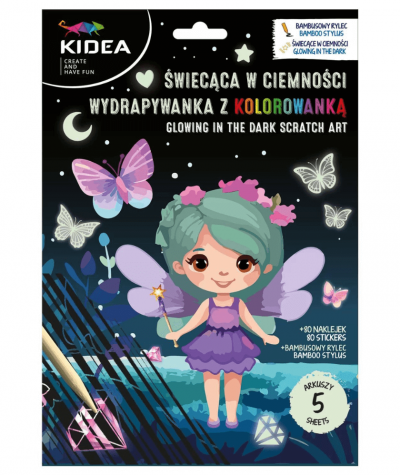 WYDRAPYWANKA kolorowanka KIDEA MAGIC WRÓŻKI magiczna dla dzieci + RYSIK